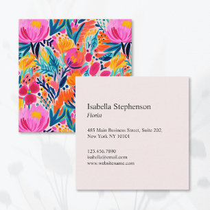 Abstraktes Blumenfarben Muster Modern Quadratische Visitenkarte