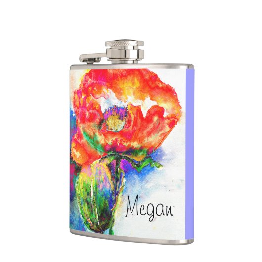 Abstraktes Blumengemälde in Aquarellfarbe Flachmann (Links)