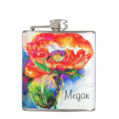 Abstraktes Blumengemälde in Aquarellfarbe Flachmann (Vorderseite)