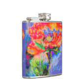 Abstraktes Blumengemälde in Aquarellfarbe Flachmann (Rechts)