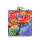 Abstraktes Blumengemälde in Aquarellfarbe Flachmann (Rückseite)