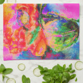 Abstraktes Blumengemälde in Aquarellfarbe Geschirrtuch (Gefaltet)