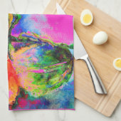 Abstraktes Blumengemälde in Aquarellfarbe Geschirrtuch (Viertel Falte)