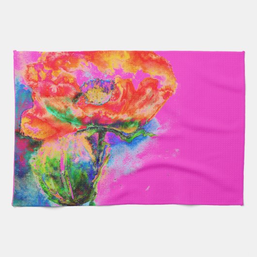 Abstraktes Blumengemälde in Aquarellfarbe Geschirrtuch (Horizontal)