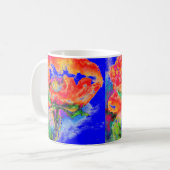 Abstraktes Blumengemälde in Aquarellfarbe Kaffeetasse (Vorderseite Links)