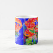 Abstraktes Blumengemälde in Aquarellfarbe Kaffeetasse (Mittel)