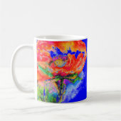 Abstraktes Blumengemälde in Aquarellfarbe Kaffeetasse (Links)