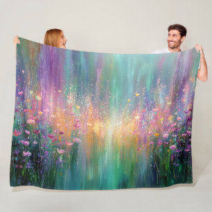 Abstraktes Blumengemälde mit lebendigen Farben Fleecedecke