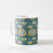 abstraktes, blumengeschmücktes Muster im Retrostil Kaffeetasse (Vorderseite Links)