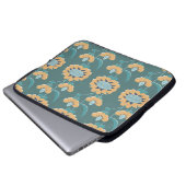 abstraktes, blumengeschmücktes Muster im Retrostil Laptopschutzhülle (Vorne Knopf)