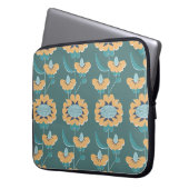 abstraktes, blumengeschmücktes Muster im Retrostil Laptopschutzhülle (Vorderseite Links)