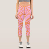 Abstraktes, blumengeschmücktes, pastellfarbenes, o capri leggings (Vorderseite)