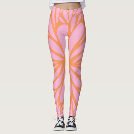 Abstraktes, blumengeschmücktes, pastellfarbenes, o leggings (Vorderseite)