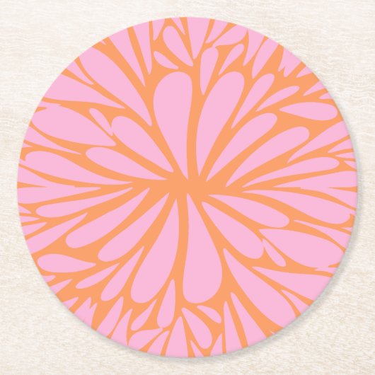 Abstraktes, blumengeschmücktes, pastellfarbenes, o runder pappuntersetzer (Vorderseite)