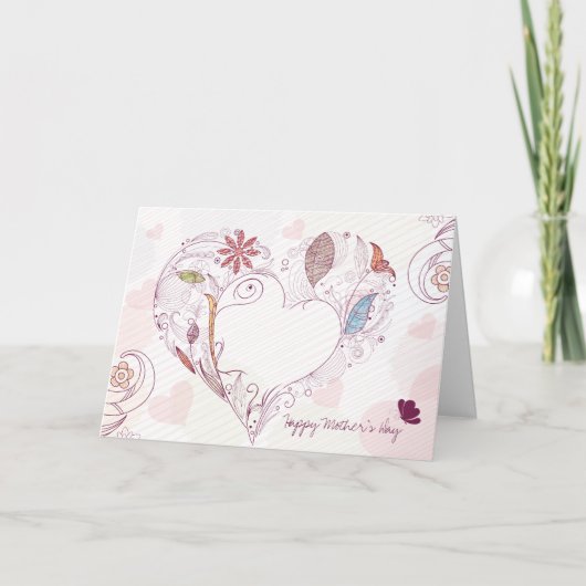 Abstraktes Blumenherz Karte (Vorderseite)
