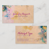 Abstraktes Blumenhintergrund Blau und Beige Visitenkarte (Vorne/Hinten)