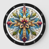 Abstraktes Blumenkreuz Große Wanduhr (Vorderseite)