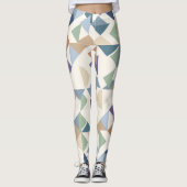 Abstraktes Blumenmosaikmuster Leggings (Vorderseite)