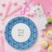 Abstraktes Blumenmosaikmuster mit individuellem Mu Pappteller (Party)