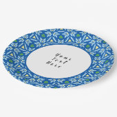 Abstraktes Blumenmosaikmuster mit individuellem Mu Pappteller (Schrägansicht)