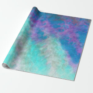 Abstraktes Blumenmuseum Aquamarines Blaues Lila De Geschenkpapier