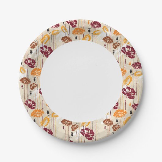 Abstraktes Blumenmuster 4 Pappteller (Vorderseite)