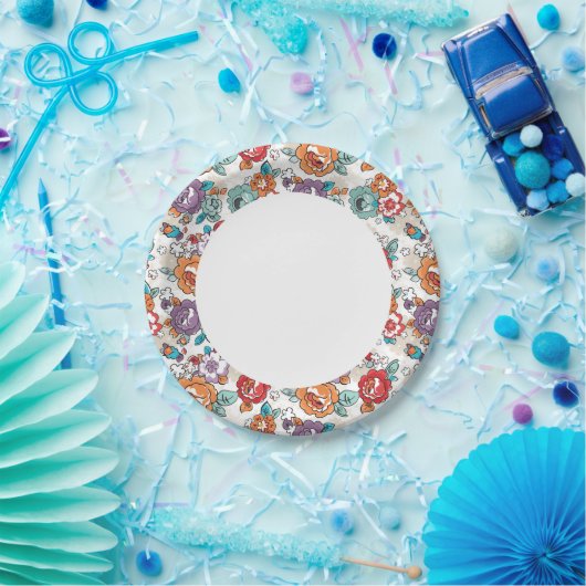 Abstraktes Blumenmuster 5 Pappteller (Party)