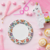 Abstraktes Blumenmuster 5 Pappteller (Party)