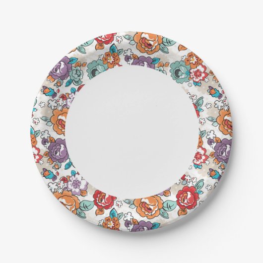 Abstraktes Blumenmuster 5 Pappteller (Vorderseite)