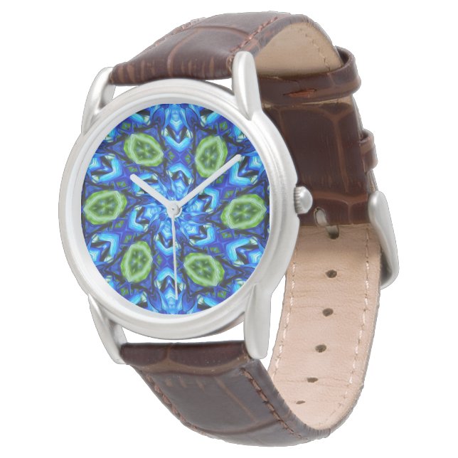 Abstraktes Blumenmuster Armbanduhr (Schrägansicht)