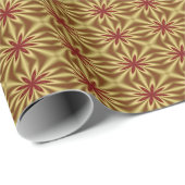 Abstraktes Blumenmuster aus Gold und Rot Geschenkpapier (Rolleneckpunkt)