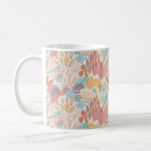 Abstraktes Blumenmuster aus handgezeichnetem Paste Kaffeetasse (Links)