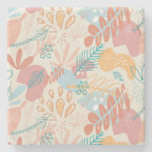 Abstraktes Blumenmuster aus handgezeichnetem Paste Steinuntersetzer (Vorderseite)