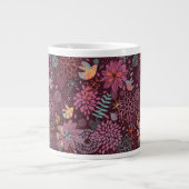 Abstraktes Blumenmuster bei Vögeln Jumbo-Tasse (Vorderseite)