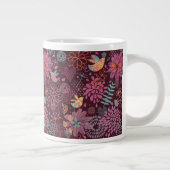Abstraktes Blumenmuster bei Vögeln Jumbo-Tasse (Rechts)