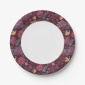 Abstraktes Blumenmuster bei Vögeln Pappteller (Vorderseite)