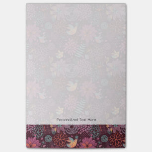 Abstraktes Blumenmuster bei Vögeln Post-it Klebezettel