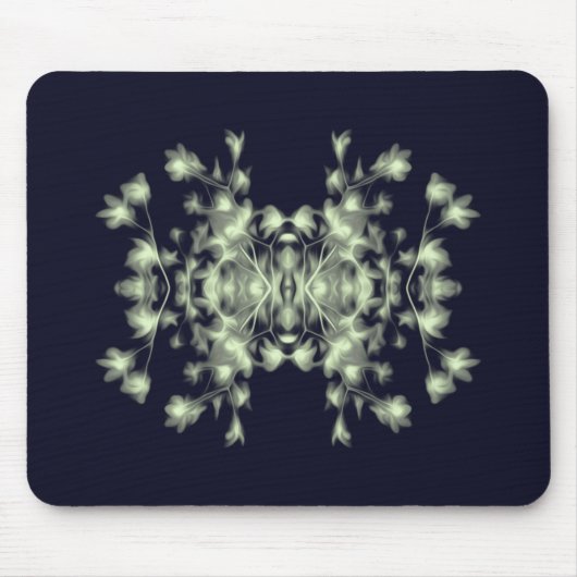 Abstraktes Blumenmuster Blau und Grün Mousepad (Vorne)