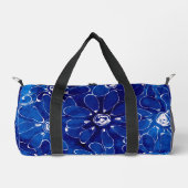 Abstraktes Blumenmuster Blaue weiße Blume Duffle Bag (Vorderseite)
