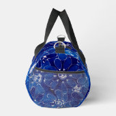 Abstraktes Blumenmuster Blaue weiße Blume Duffle Bag (Rechts)