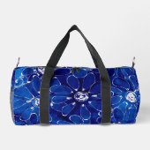 Abstraktes Blumenmuster Blaue weiße Blume Duffle Bag (Rückseite)