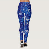Abstraktes Blumenmuster Blaue weiße Blume Leggings (Rückseite)