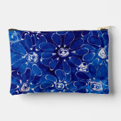 Abstraktes Blumenmuster Blaue weiße Blume Zubehörtasche (Rückseite)