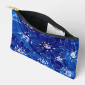 Abstraktes Blumenmuster Blaue weiße Blume Zubehörtasche (Offen)