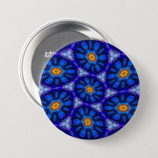 Abstraktes Blumenmuster Button (Vorne & Hinten)