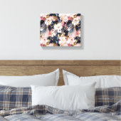 Abstraktes Blumenmuster der rosa Navy Leinwanddruck (Insitu (Schlafzimmer))