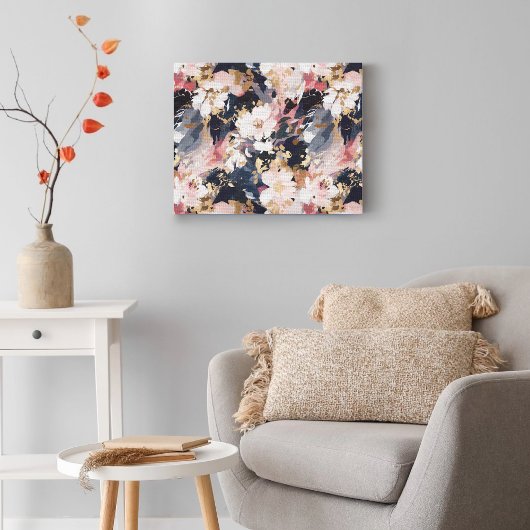 Abstraktes Blumenmuster der rosa Navy Leinwanddruck