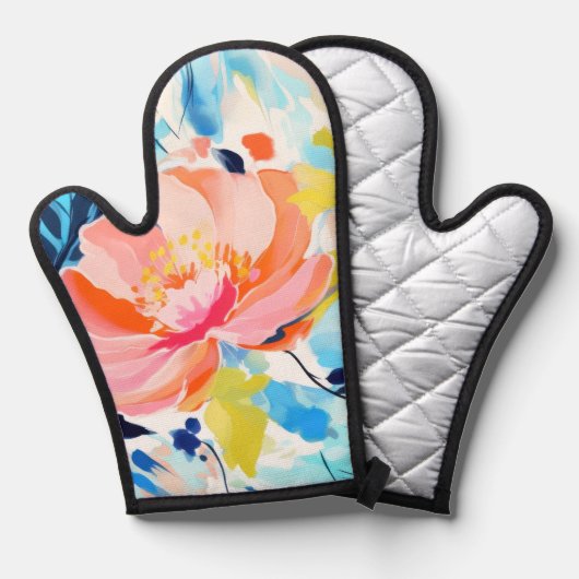 Abstraktes Blumenmuster-Gemälde  Ofenhandschuh (Vorderseite/Rückseite)