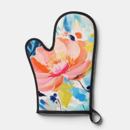 Abstraktes Blumenmuster-Gemälde Ofenhandschuh