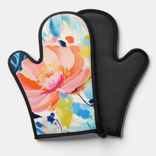 Abstraktes Blumenmuster-Gemälde Ofenhandschuh (Vorderseite/Rückseite)